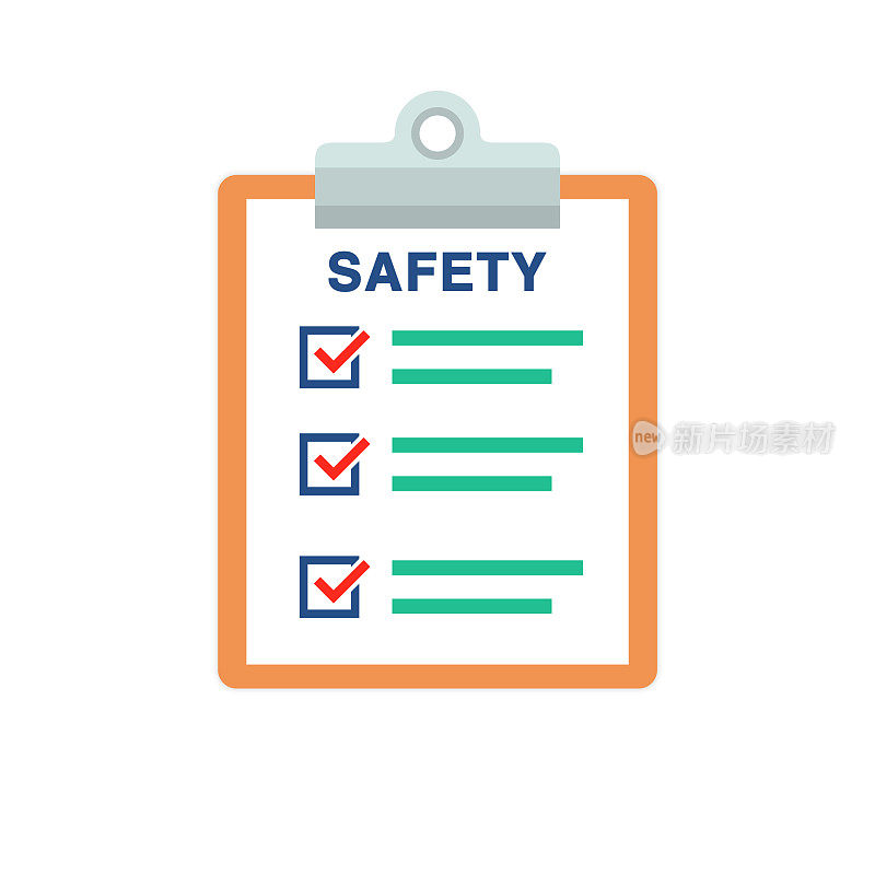 Safety Document List With Check Marks And Clipboard
